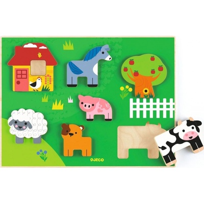 Djeco Wooden Puzzles Relief puzzles Farm Story uni
