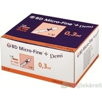 BD Micro Fine + Demi inzulin. striekačka U-100 30 G objem 0,3 ml 10 x 10 ks