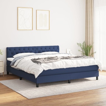 vidaXL Боксспринг легло с матрак, синьо, 160x200 см, плат (3140311)