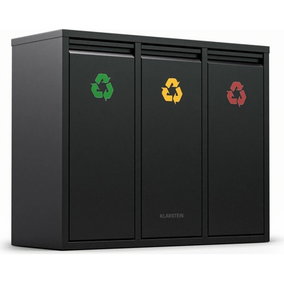 Klarstein Ordnungshüter 3, odpadkový kôš, 45 l, 3 recyklačné koše, nástenná inštalácia KG11-OrdMülleimschwa