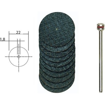 PROXXON Řezné vázané kotouče z oxidu hliníku 10ks/22mm + upínací stopka. 28808