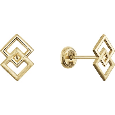 Evolution Group Zlaté 14 karátové náušnice pecky kosočtverce 91A00084