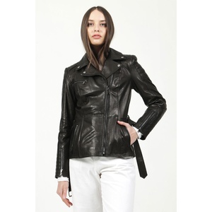 Jacket Club Dericlub santa/65 jumbo Модел от естествена кожа Дамско палто #318408 (318408_Черно)