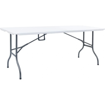vidaXL Сгъваема градинска маса, бяла, 180x72x72 см, HDPE (48829)