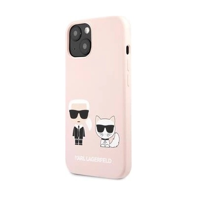 Pouzdro Karl Lagerfeld Karl and Choupette Liquid Silicone iPhone 13 Mini White