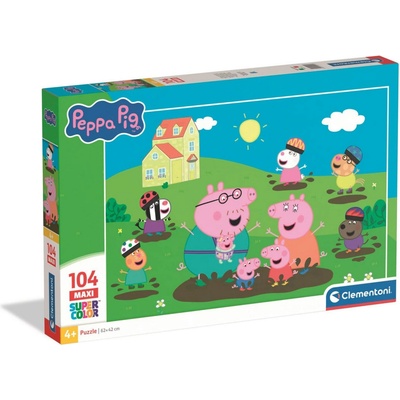Clementoni 104 MAXI dílků Prasátko Peppa Skákání v blátě