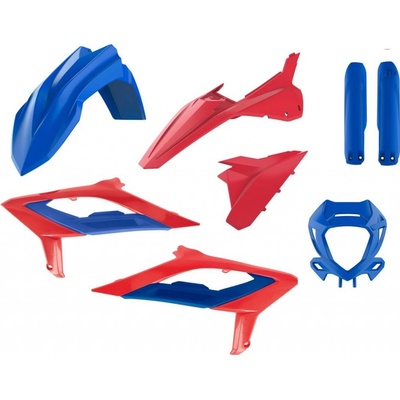 POLISPORT kompletní sada plastů (FULL KIT) BETA RR 2T/4T 23-24 v sadě kryt světla (8667300005) a kryty tlumičů (8399100005) barva červená modrá