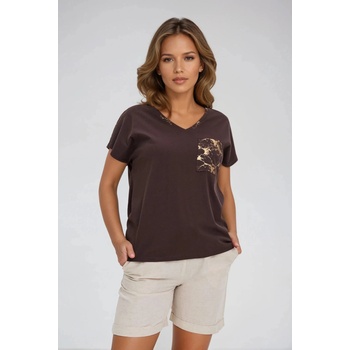 Moodo Дамска памучна тениска Moodo - кафява Moodo | Kafyav | ЖЕНИ | XS