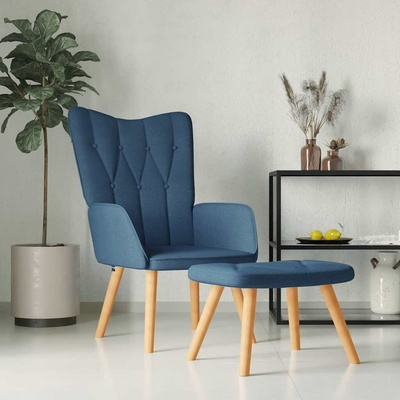 vidaXL 327538 Relaxační se stoličkou modré textil
