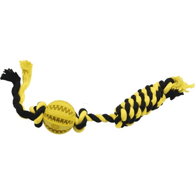 Bubu Pets Dentální míček na laně s vůní máty 40 cm žlutý
