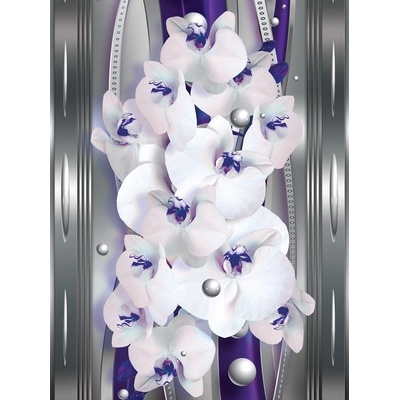 Preinterier Fototapeta panel - PL0205 - Orchidea na fialovom striebornom pozadí vlies - 206cm x 275cm