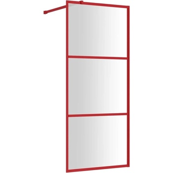 vidaXL Sprchová zástena s priehľadným ESG sklom, červená 90x195 cm