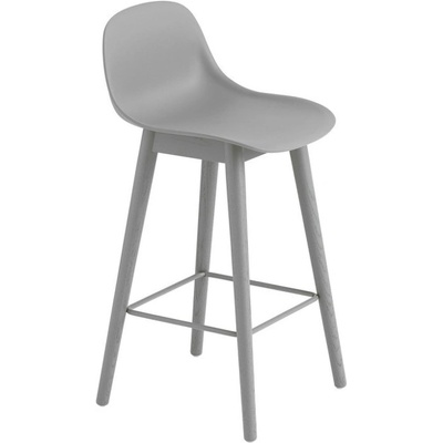 Muuto Fiber Stool 65cm s opierkou wood base + grey