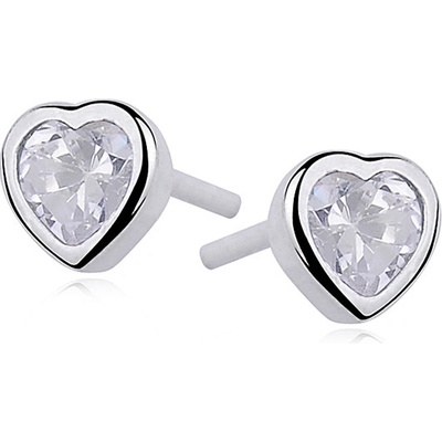 Lunica stříbrné náušnice BÍLE SRDCE 0023