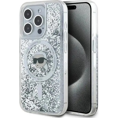 KARL LAGERFELD Кейс Karl Lagerfeld Liquid Glitter Karl Head MagSafe за iPhone 15 Pro, прозрачен (3666339285609)