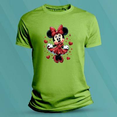 Sandratex dětské bavlněné tričko Srdíčková Minnie Lime