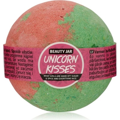 Beauty Jar Unicorn Kisses What Girls Are Made Of? Sugar & Spice And Everything Nice koupelová bomba s vůní rebarbory a jahod 150 g