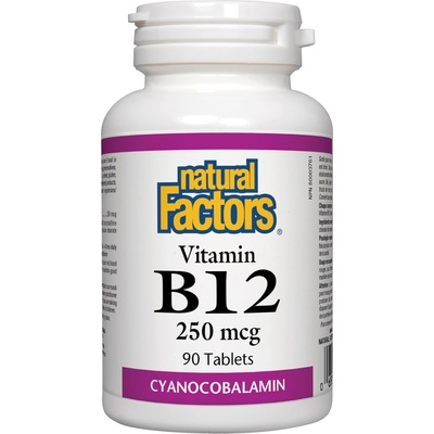 Natural Factors Vitamin B12, 250 mcg, 90 таблетки, Natural Factors
