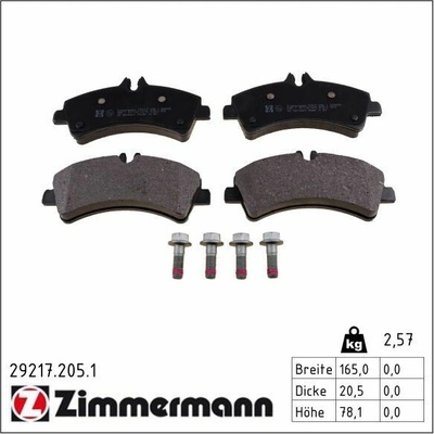 Sada brzdových destiček, kotoučová brzda ZIMMERMANN 29217.205.1