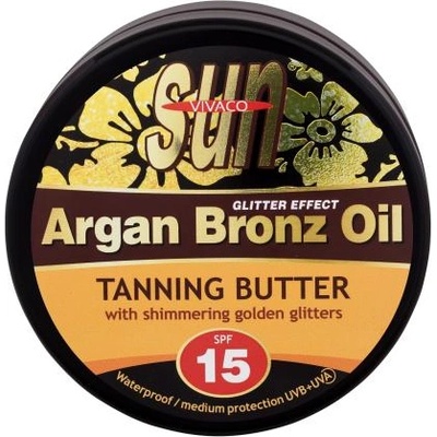 Sun Argan Bronz Oil Glitter Effect Tanning Butter SPF15 масло за тен с арганово масло и блестящи частици 200 ml