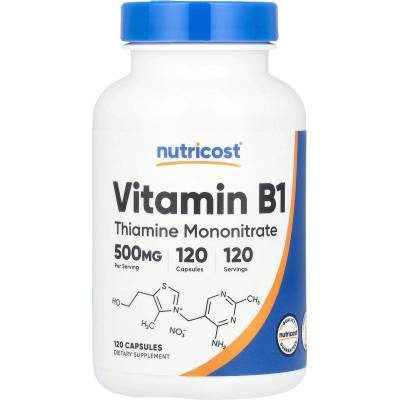 Nutricost Vitamin B1, 500 mg, 120 капсули, Nutricost (67954 (090101) NC)