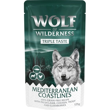 Wolf of Wilderness 12х125г Triple Taste Wolf of Wilderness, консервирана храна за кучета - Mediterranean Coastlines