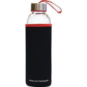 Image 1 of Eurocom Стъклена бутилка за вода Stream с калъф, черен/червен (11032-А-ЧЕРЕН/ЧЕРВ)