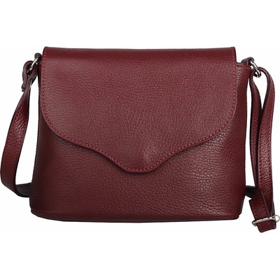 Vera Pelle Malá kožená tmavěvínová crossbody kabelka no. 61