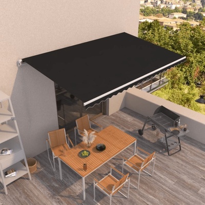 VidaXL Ručně zatahovací markýza 500 x 350 cm antracitová