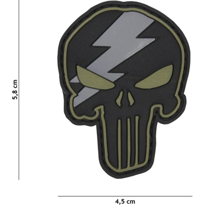 Gumová nášivka 101 Inc Thunder Punisher - olivová