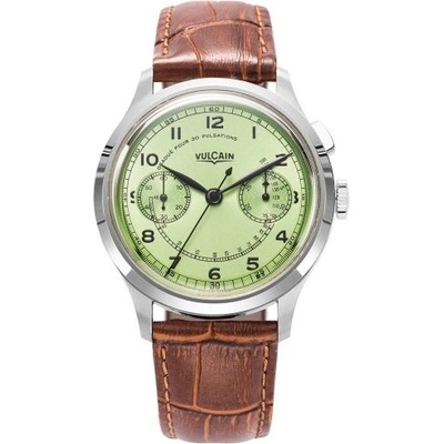 Vulcain Monopusher Green Brown Alligator