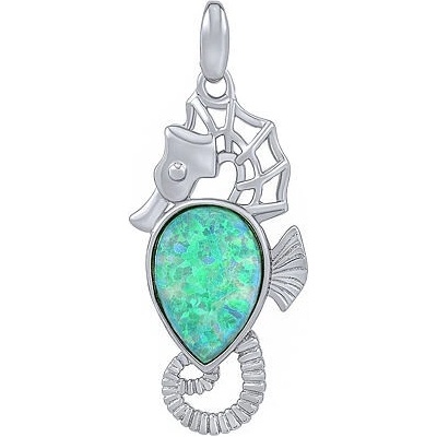 SILVEGO Strieborný prívesok morský koník Athos s tyrkysovým opálom JJJ0909POT