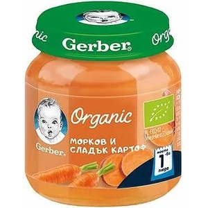 Gerber Organic пюре морков и сладък картоф - 125 г