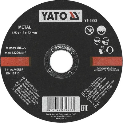 Yato Rezný kotúč 125 x 22 x 1.2 mm YT5923
