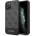 GUESS 4G Stripe Leather Hard Case - дизайнерски кожен кейс за iPhone 11 Pro (тъмносив)