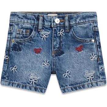 Guess Къси деним панталони за мини момиче с бродирани панделки Guess