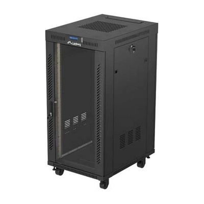 Lanberg Комуникационен шкаф, Lanberg Rack Cabinet 19" Free-Standing 24U/600X800 (FlAT Pack) With Glass Door LCD Black V2 (FF01-6824-12BL)