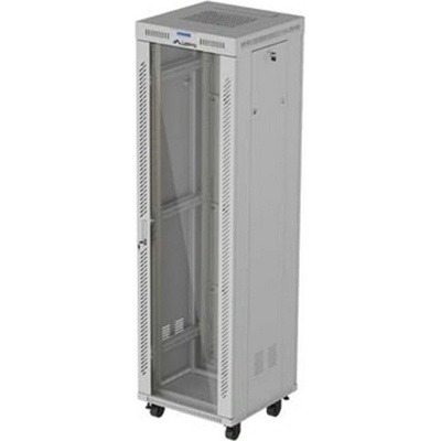 Lanberg Комуникационен шкаф Lanberg FF01-6642-12SL, 19", 42U, 212.1 x 60 x 60 cm, товароносимост до 1200кг, термостат, сребрист (FF01-6642-12SL)