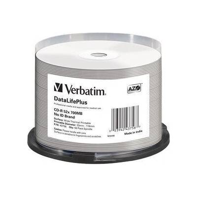 Verbatim CD-R(50-pack) spindl, AZO 52X, 700MB, WHITE WIDE THERMAL PRINTABLE SURFACE NON-ID (43756)