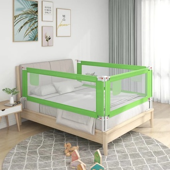 vidaXL Ограничител за бебешко легло, зелен, 150x25 см, плат (10193)