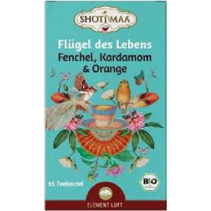 Shoti Maa Био чай Flügel des Lebens - копър, кардамон и портокал - 16 пакетчета чай