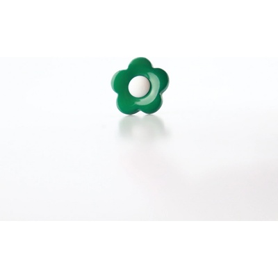 Pro Háčkování Knoflík kytka 17 mm, tmavě zelený s bílou