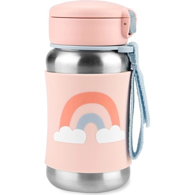 SkipHop Spark Style Fľaša so slamkou na vodu nerez Dúha oranžová 350 ml