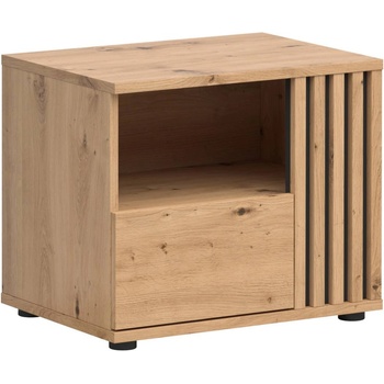 Black Red White Нощно шкафче Vabres черно / дъб артизан