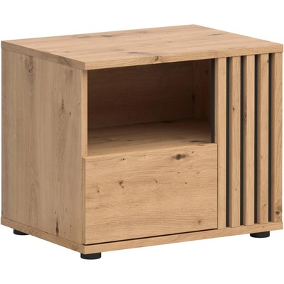 Black Red White Нощно шкафче Vabres черно / дъб артизан