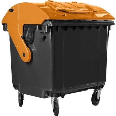Plastik Gogić Plastový kontejner 1100 l černý, oranžové kulaté víko