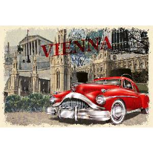 DIMEX ART Флизелинов фототапет винтидж плакат за виена 375 x 250 см