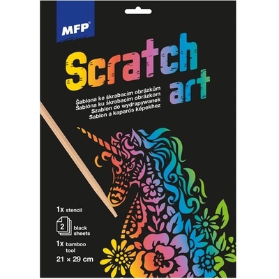 MFP 1032220 Škrabací obrázok šablóna A4 Unicorn 21x29cm 2 listy
