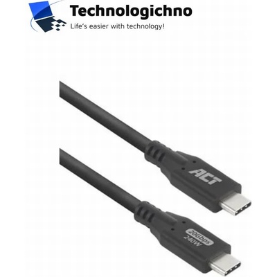 ACT Type C - Type C 240W 2m Black 20Gbps (EWENT-ACT-CAB-AC7422)