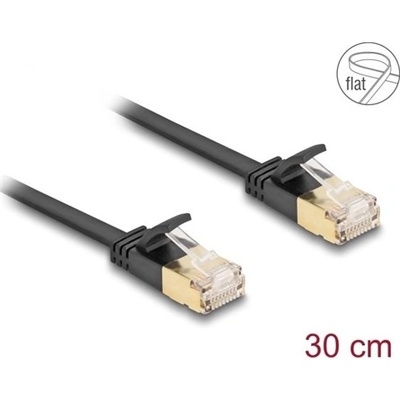 Delock Мрежов кабел RJ45 Cat. 6A с Cat. 7 Плосък FTP кабел 0.3m Черен, Delock 80343 (80343)